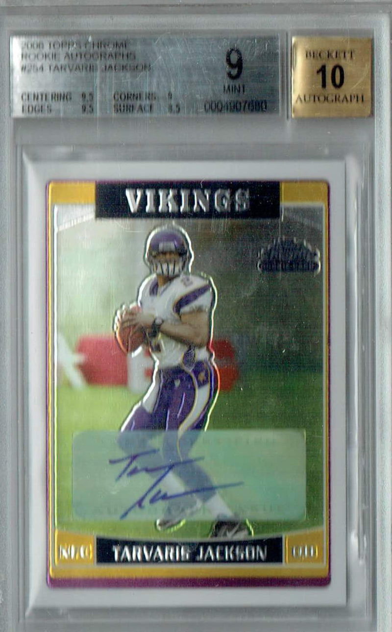 BGS 9 Tavaris Jackson 2006 Topps Chrome #254 Rookie Card Rookie Auto