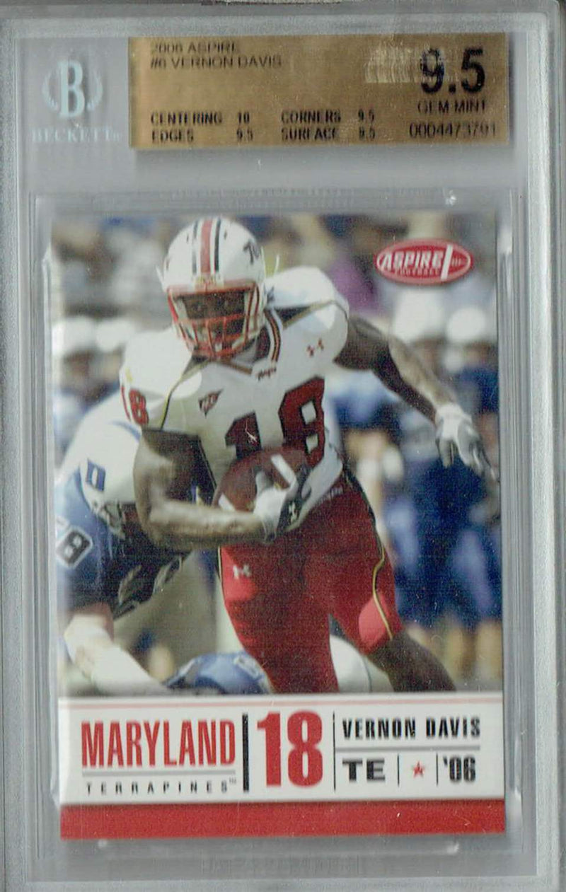 BGS 9.5 Vernon Davis 2006 Sage Aspire #6 Rookie Card