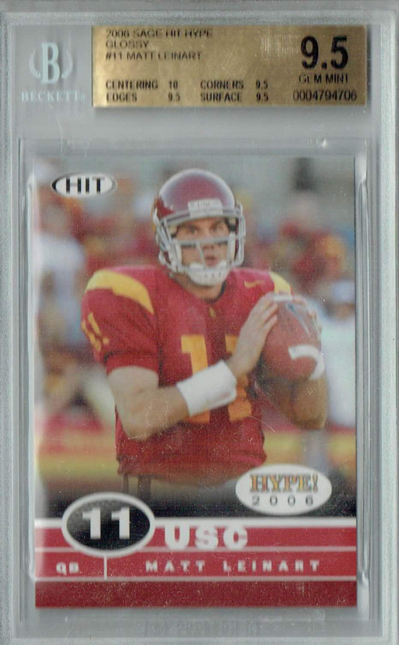 BGS 9.5 Matt Leinart 2006 Sage Hit Hype #11 Rookie Card Glossy
