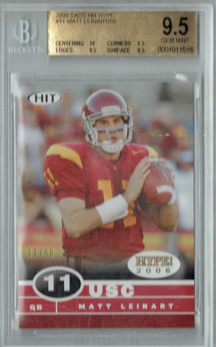 BGS 9.5 Matt Leinart 2006 Sage Hit Hype #11 Rookie Card 11 of 50