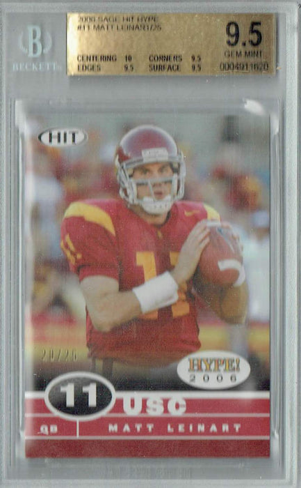 BGS 9.5 Matt Leinart 2006 Sage Hit Hype #11 Rookie Card 20 of 50