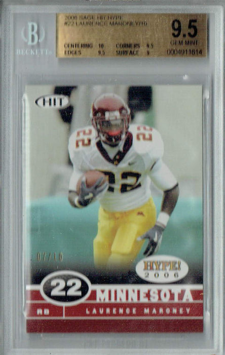 BGS 9.5 Laurence Maroney 2006 Sage Hit Hype #22 Rookie Card 7 of 10