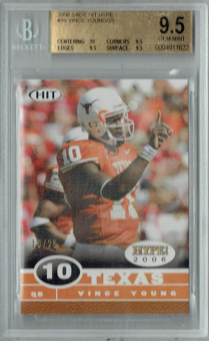 BGS 9.5 Vince Young 2006 Sage Hit Hype #10 Rookie Card Jersey #10 of 25