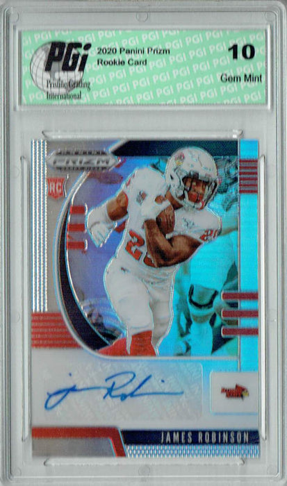 James Robinson 2020 Panini Prizm #238 Silver Auto Rookie Card PGI 10