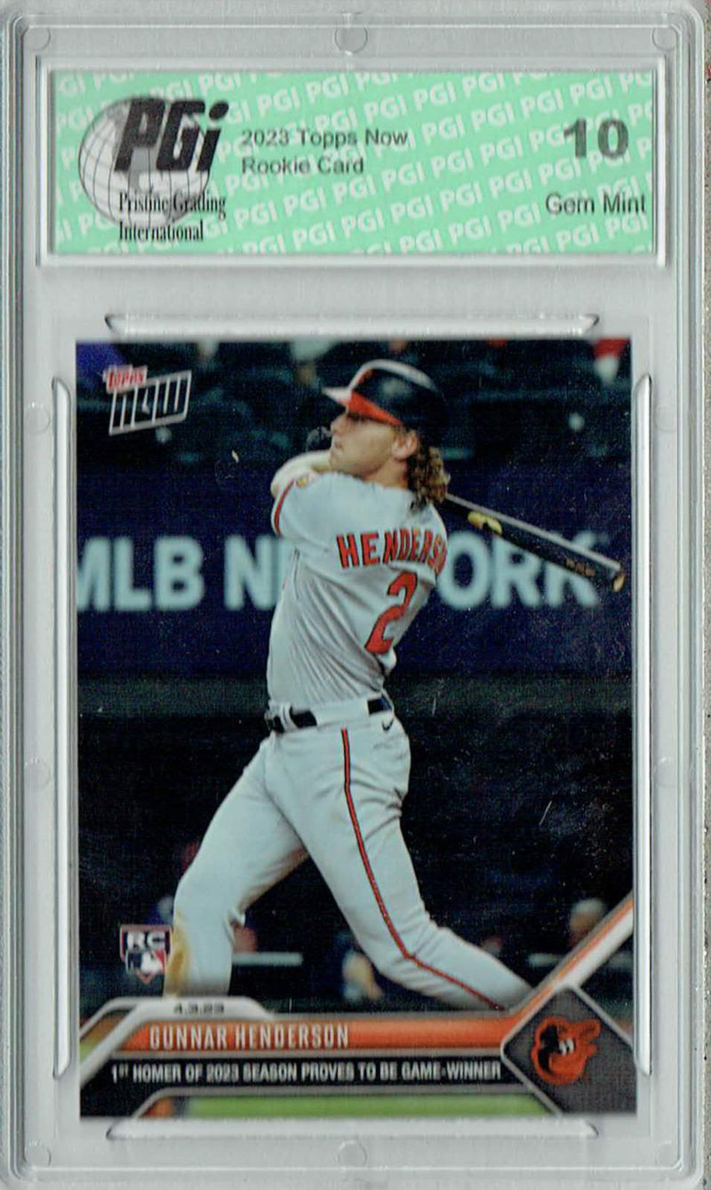 Gunnar Henderson 2023 Topps Now #42 1st Homer! Orioles Rookie Card PGI 10