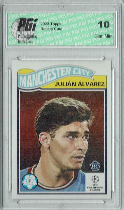 Julian Alvarez 2023 Topps Living Set #524 Argentina/Man City Rookie Card PGI 10