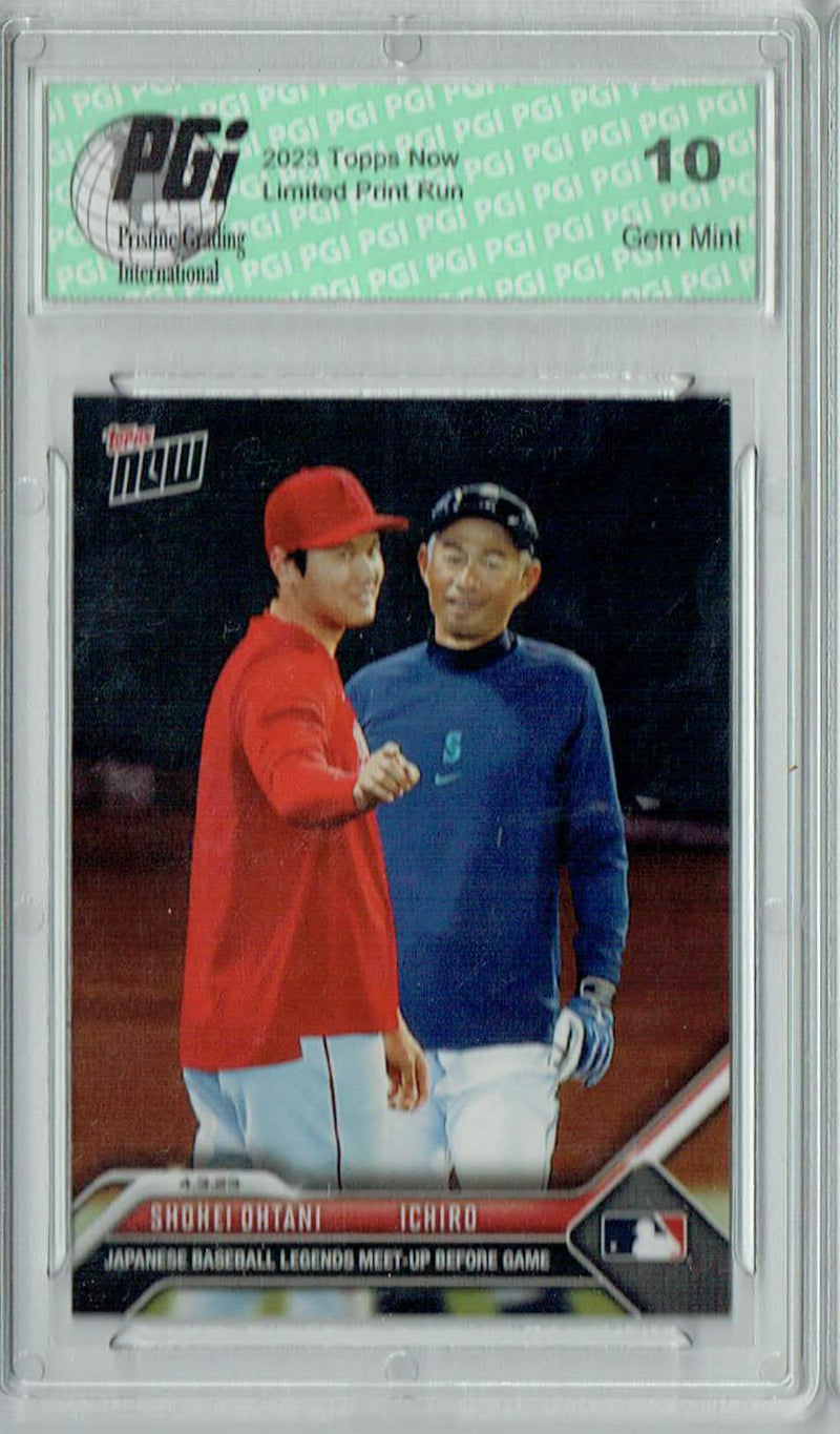 Shohei Ohtani/Ichiro Suzuki 2023 Topps Now #45 Japanese Legends SP Card PGI 10