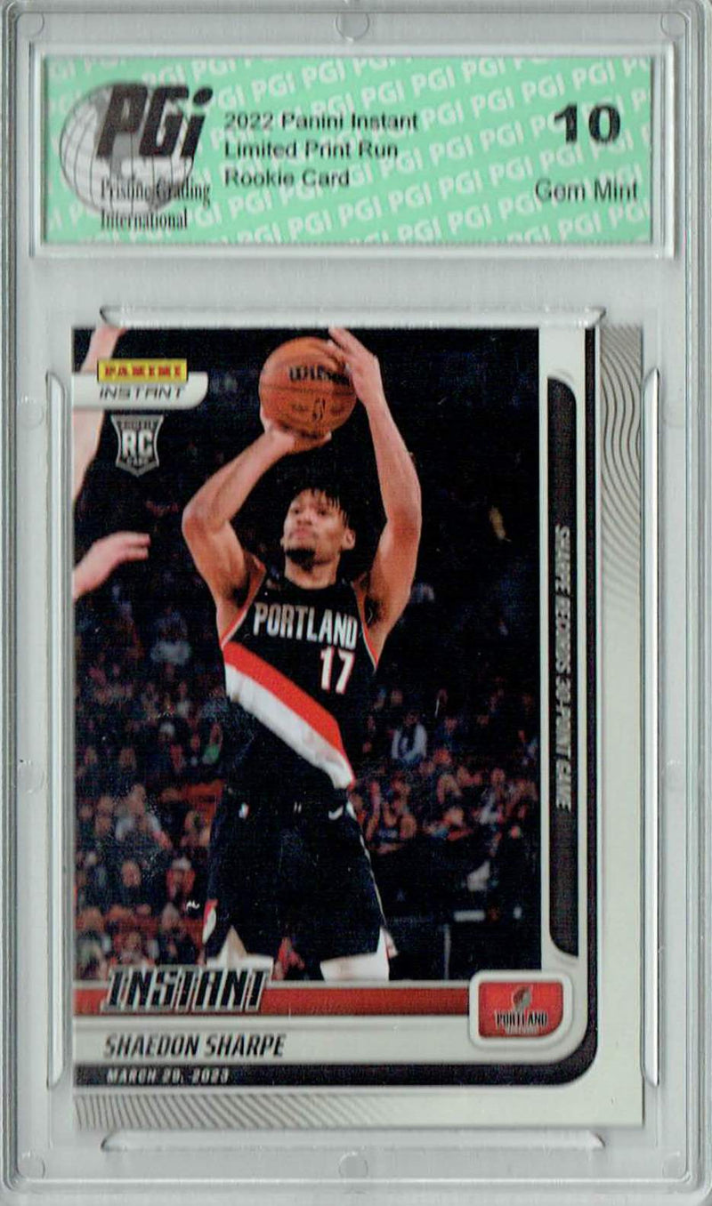 Shaedon Sharpe 2022 Panini Instant #213 Only 149 Made Blazers Rookie Card PGI 10