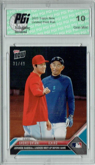 Shohei Ohtani/Ichiro 2023 Topps Now #45 Blue SP #31/49 Trading Card PGI 10