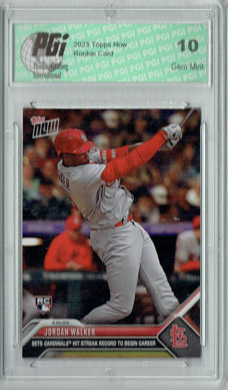 Jordan Walker 2023 Topps Now #95 Cardinals Hit Streak Record Rookie Card PGI 10
