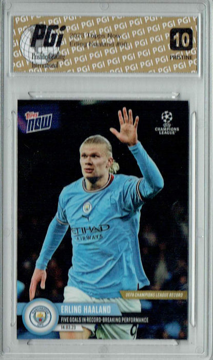 Erling Haaland 2023 Topps Now #90 PRISTINE Trading Card PGI 10