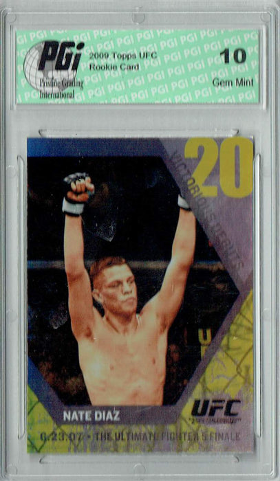 Nate Diaz 2009 Topps UFC #VD20 Victorious Debuts Rookie Card PGI 10