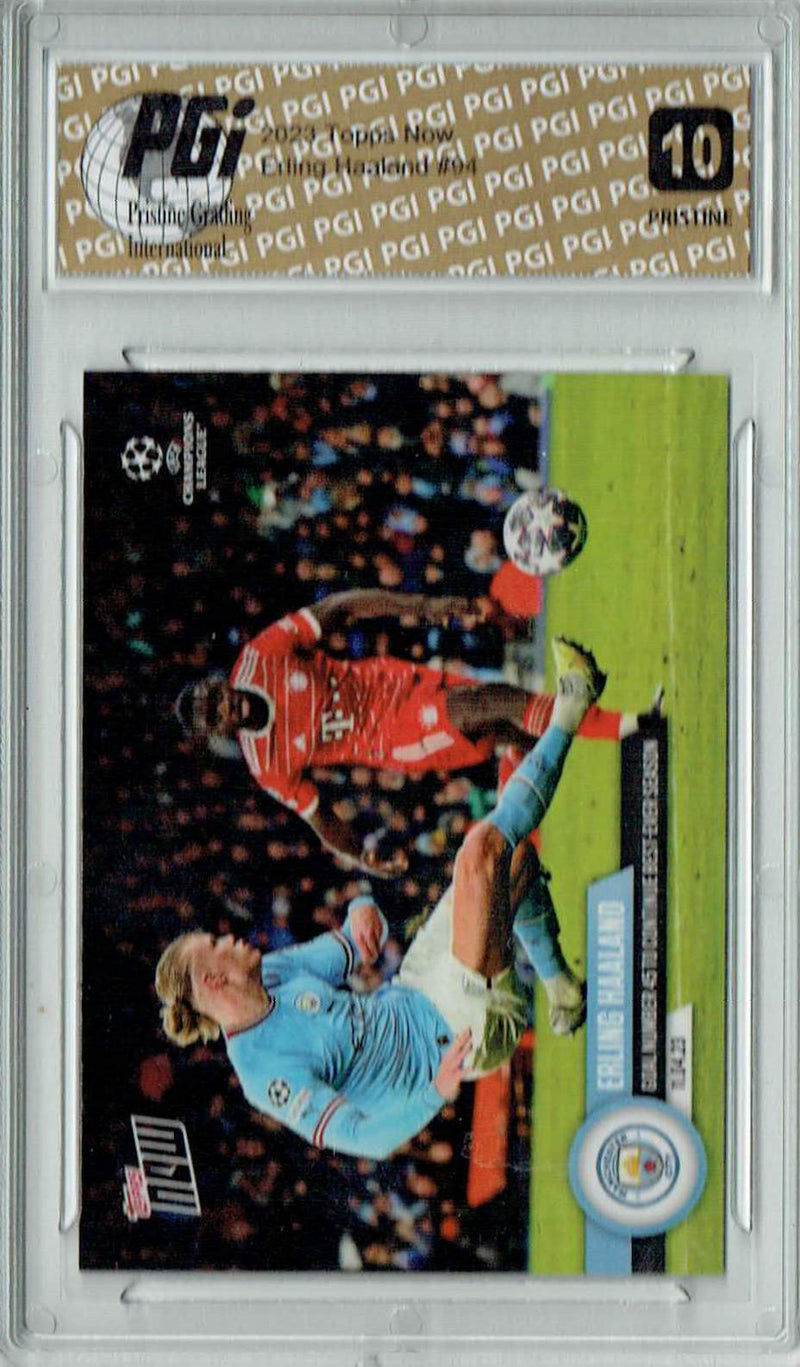 Erling Haaland 2023 Topps Now #94 PRISTINE Trading Card PGI 10