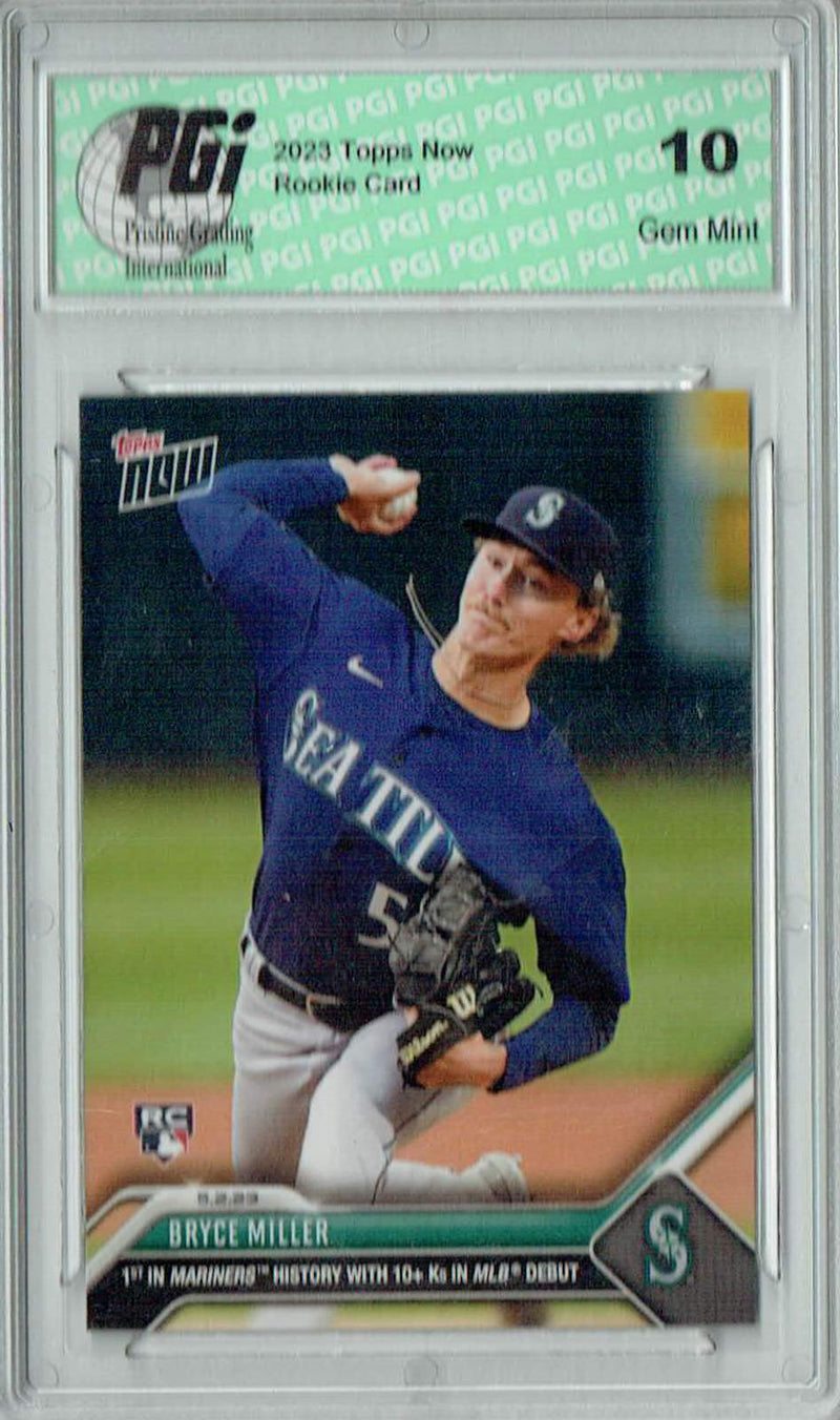 Bryce Miller 2023 Topps Now #225 MLB Debut w 10+ Ks Rookie Card PGI 10