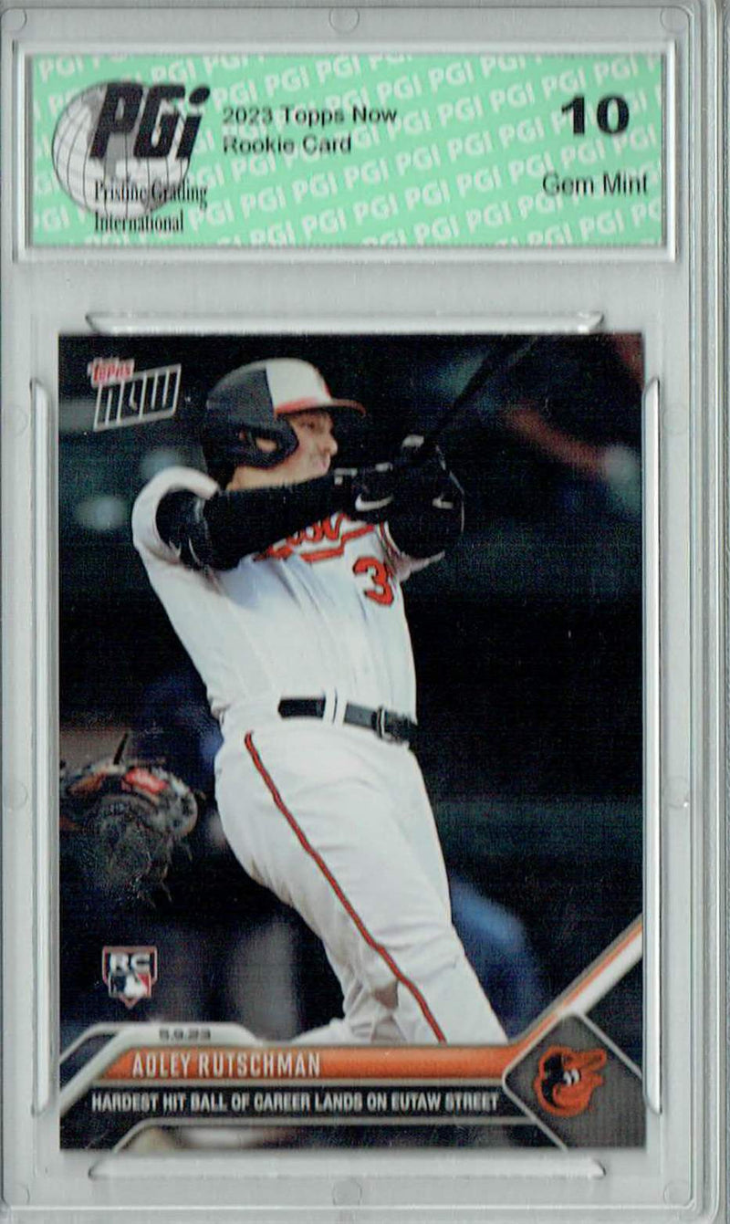 Adley Rutschman 2023 Topps Now #259 Hardest Hit Ball Rookie Card PGI 10