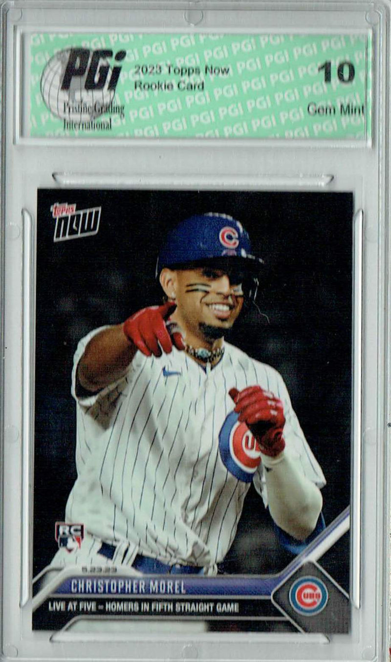 Christopher Morel 2023 Topps Now #339 HRs in 5th Straight Rookie Card PGI 10