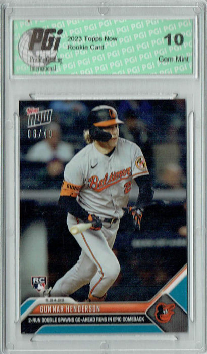 Gunnar Henderson 2023 Topps Now #342 Blue SP #6 of 49 Rookie Card PGI 10