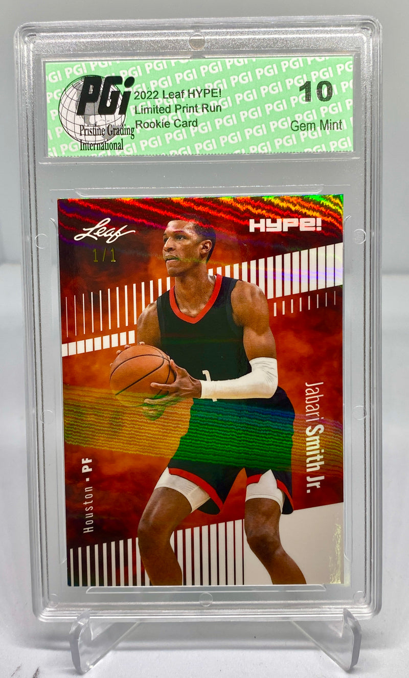 Jabari Smith Jr. 2022 Leaf HYPE! #76 White Shimmer 1 of 1 Rookie Card PGI 10