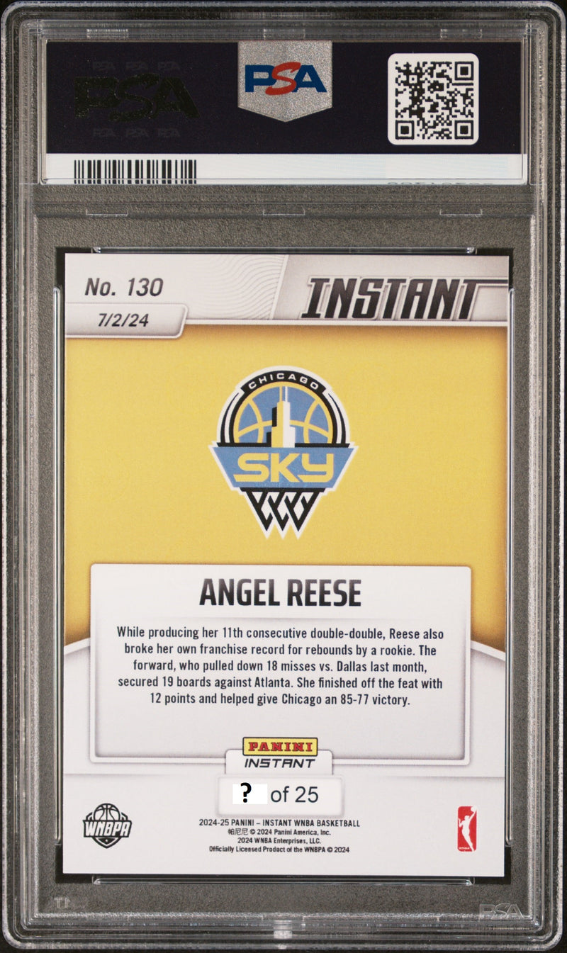 PSA 10 Angel Reese 2024 Panini Instant #130 Jungle SP Only 25 Made Rookie Card Chicago Sky