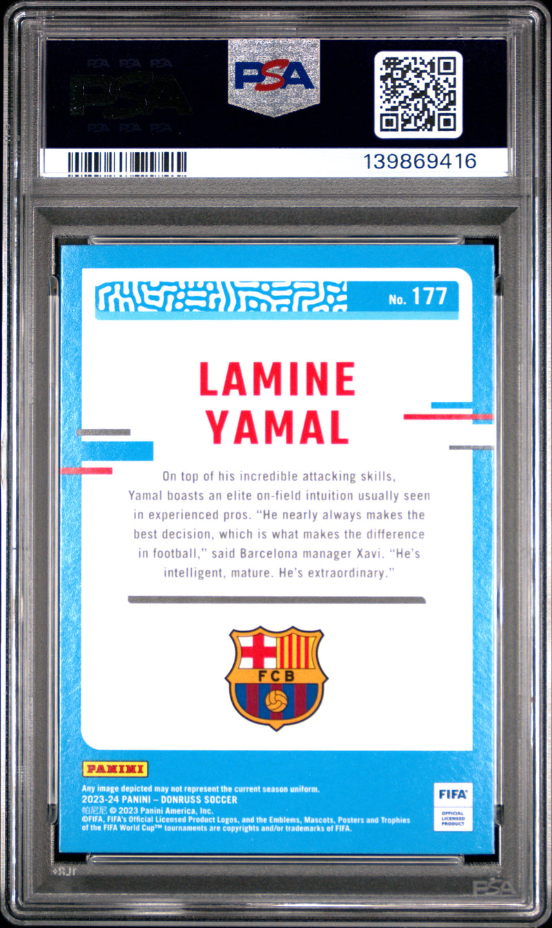 PSA 8.5 Lamine Yamal Rookie Card 2023 Donruss #177 Barcelona Soccer Trading Card