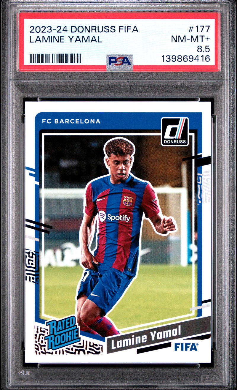 PSA 8.5 Lamine Yamal Rookie Card 2023 Donruss #177 Barcelona Soccer Trading Card