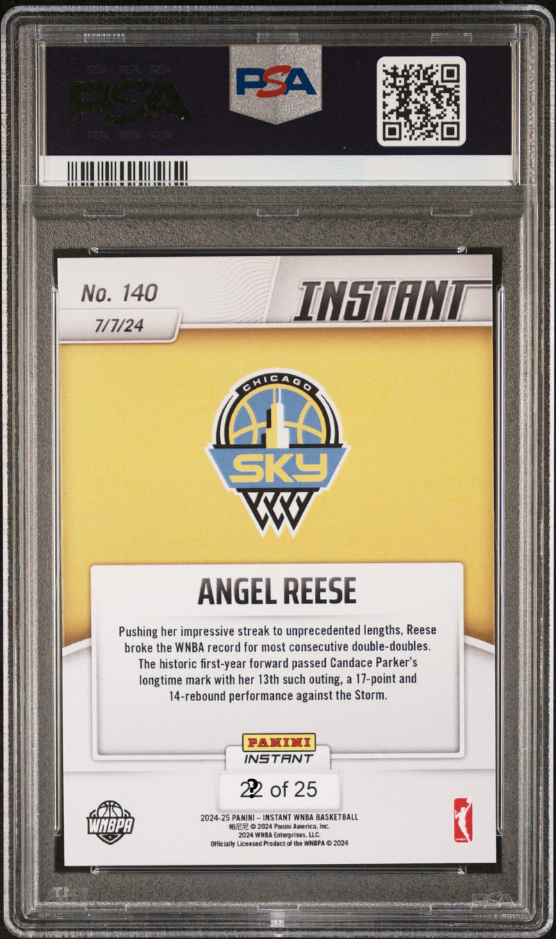 PSA 10 Angel Reese 2024 Panini Instant #140 Jungle SP Only 25 Made Rookie Card Chicago Sky