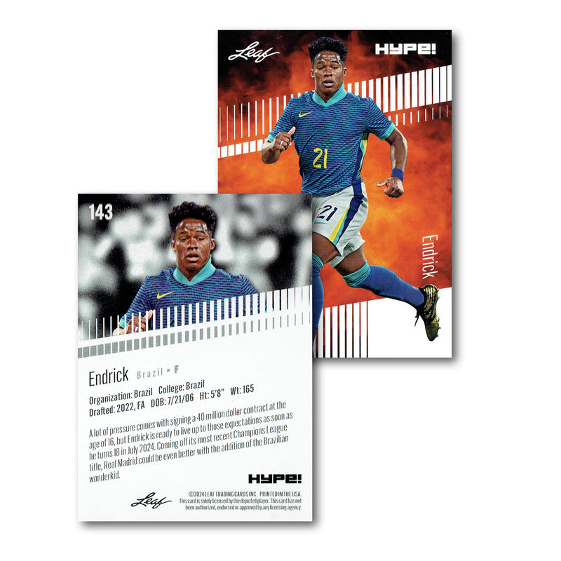 Mint Endrick 2024 Leaf Hype #R-143 Limited Edition Rookie Card Brazil/Real Madrid