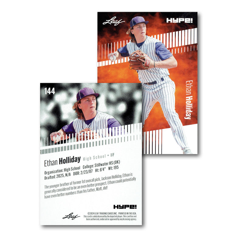 Mint Ethan Holliday 2024 Leaf Hype #144 Limited Edition Rookie Card