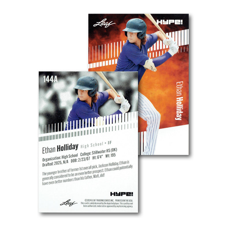 Mint Ethan Holliday 2024 Leaf Hype #R-144A Limited Edition Rookie Card Stillwater