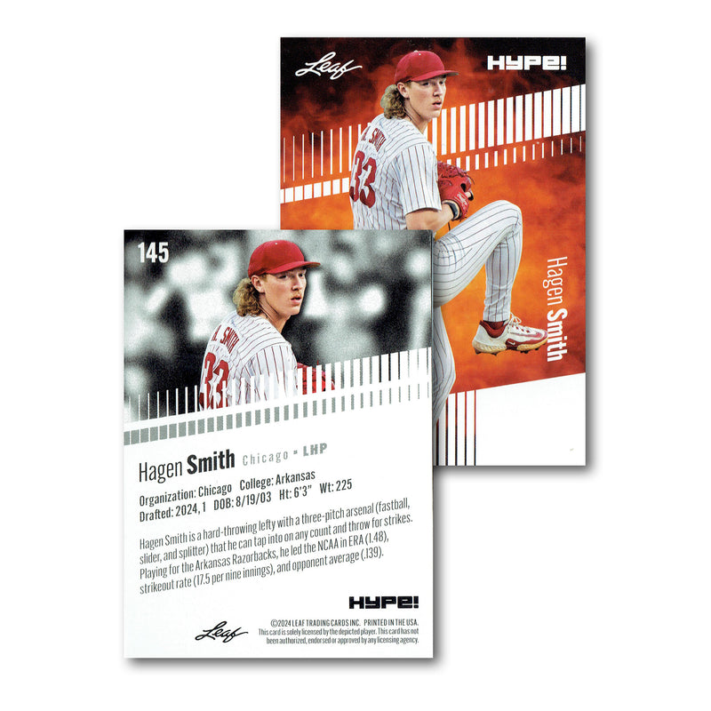 Mint Hagen Smith 2024 Leaf Hype #R-145 Limited Edition Rookie Card Arkansas
