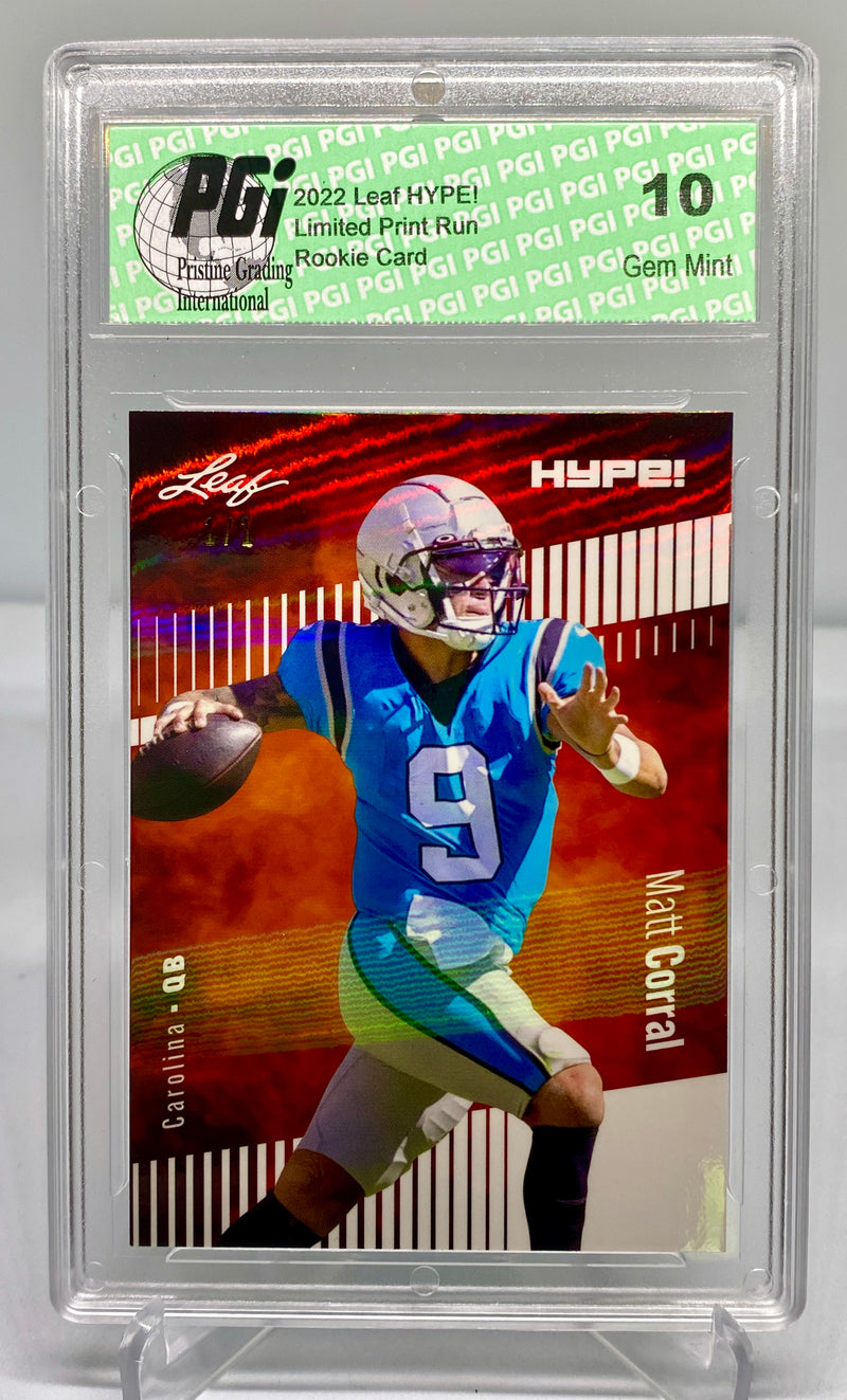 Matt Corral Rookie Card Carolina PGI 10 Gem Mint Football Trading Card 2022 Leaf HYPE! #97 White Shimmer 1 of 1