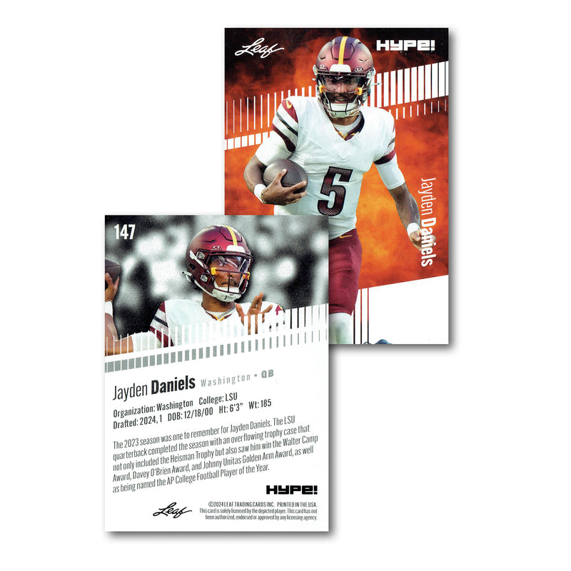 Mint Jayden Daniels 2024 Leaf Hype #R-147 Limited Edition Rookie Card Washington Commanders