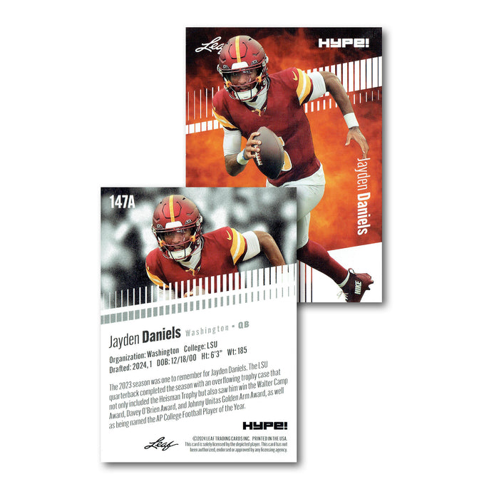 Mint Jayden Daniels 2024 Leaf Hype #147A Limited Edition Rookie Card