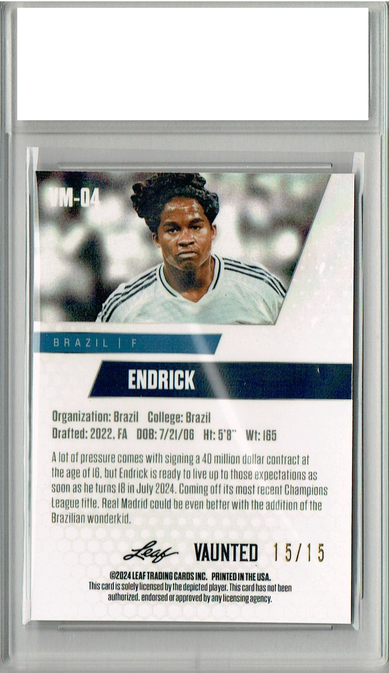 Certified Mint+ Endrick 2024 Leaf Vaunted Metal #VM-04 Purple 15 Made Rookie Card Real Madrid