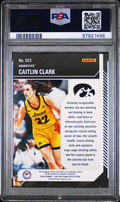 PSA 9 2024 Panini Caitlin Clark Collection Pontd Stars #SC3 #150/299 Rookie Card