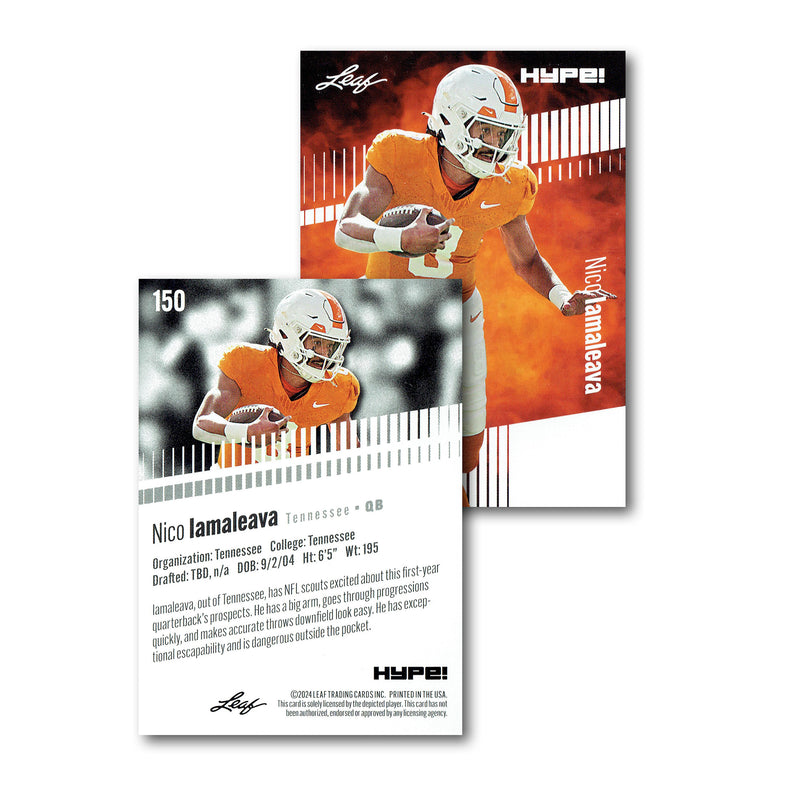 Mint Nico Iamaleava 2024 Leaf Hype #R-150 Limited Edition Rookie Card Tennessee Volunteers