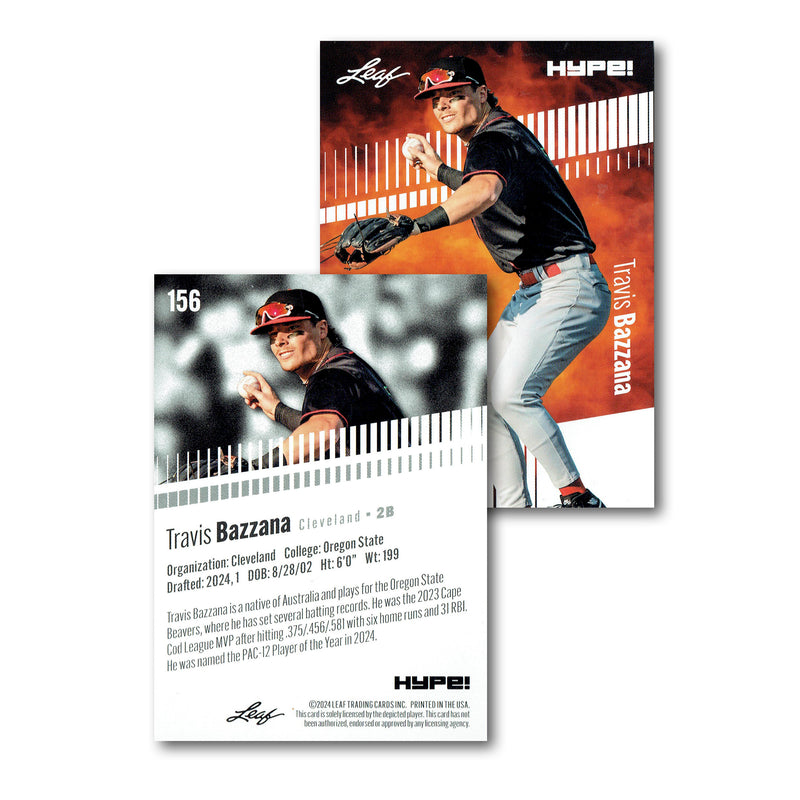 Mint Travis Bazzana 2024 Leaf Hype #R-156 Limited Edition Rookie Card Oregon State