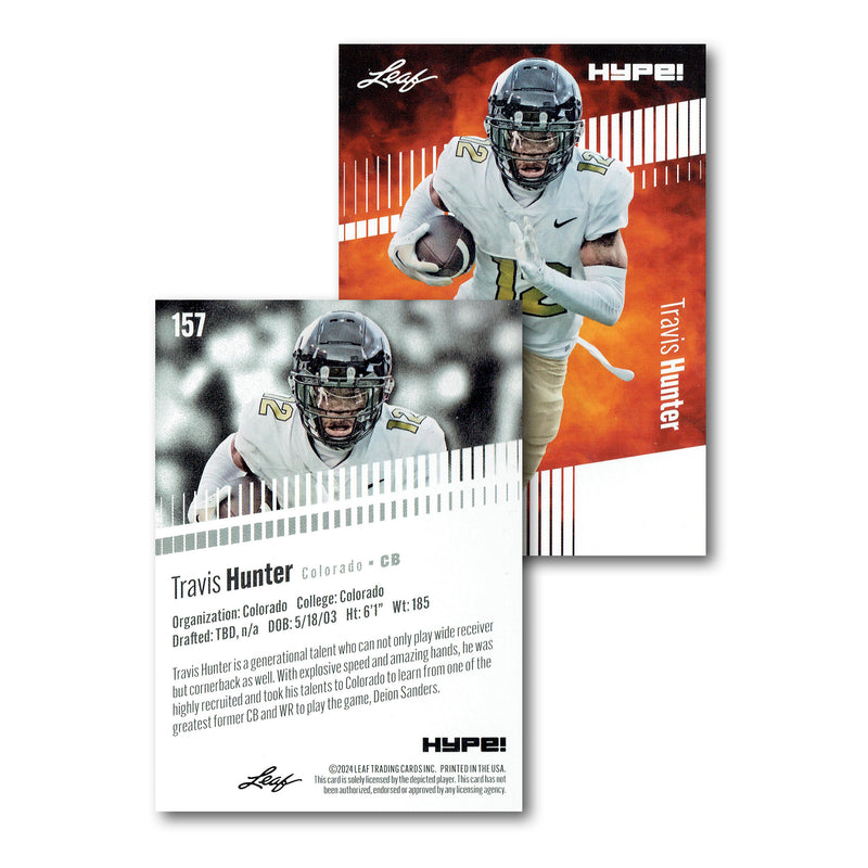 Mint Travis Hunter 2024 Leaf HYPE #R-157 Limited Edition Rookie Card Colorado Buffaloes