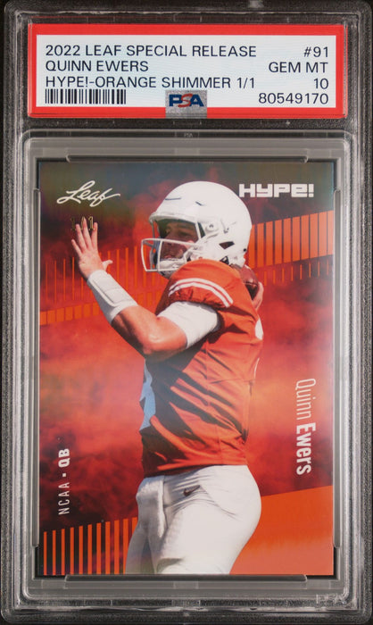 PSA 10 Quinn Ewers 2022 Leaf Hype! #91 Orange Shimmer 1/1 Rookie Card