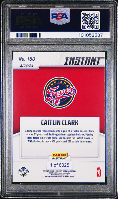 PSA 9 Caitlin Clark 2024 Panini Instant #180 Another WNBA Record Rookie Card