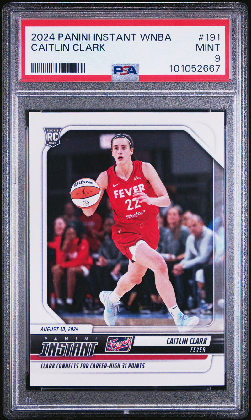 PSA 9 Caitlin Clark 2024 Panini Instant #191 Career High Rookie Card Indiana Fever