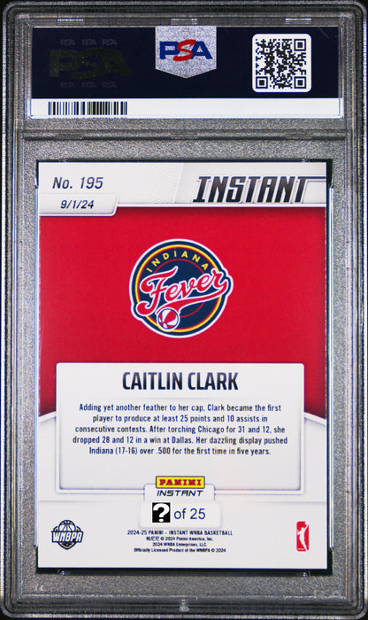 PSA 8 Caitlin Clark 2024 Panini Instant #195 Jungle SP Only 25 Made! Rookie Card