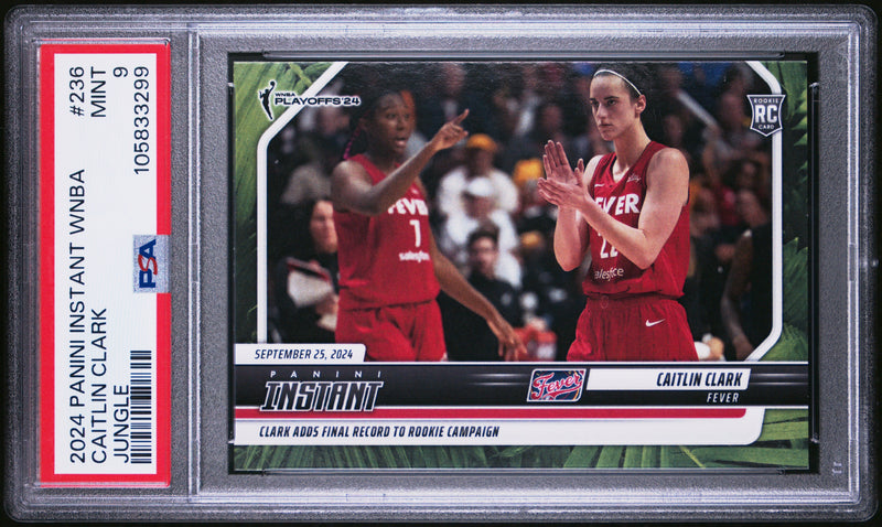 PSA 9 Caitlin Clark 2024 Panini Instant #236 Jungle #19/25 Rookie Card Indiana Fever