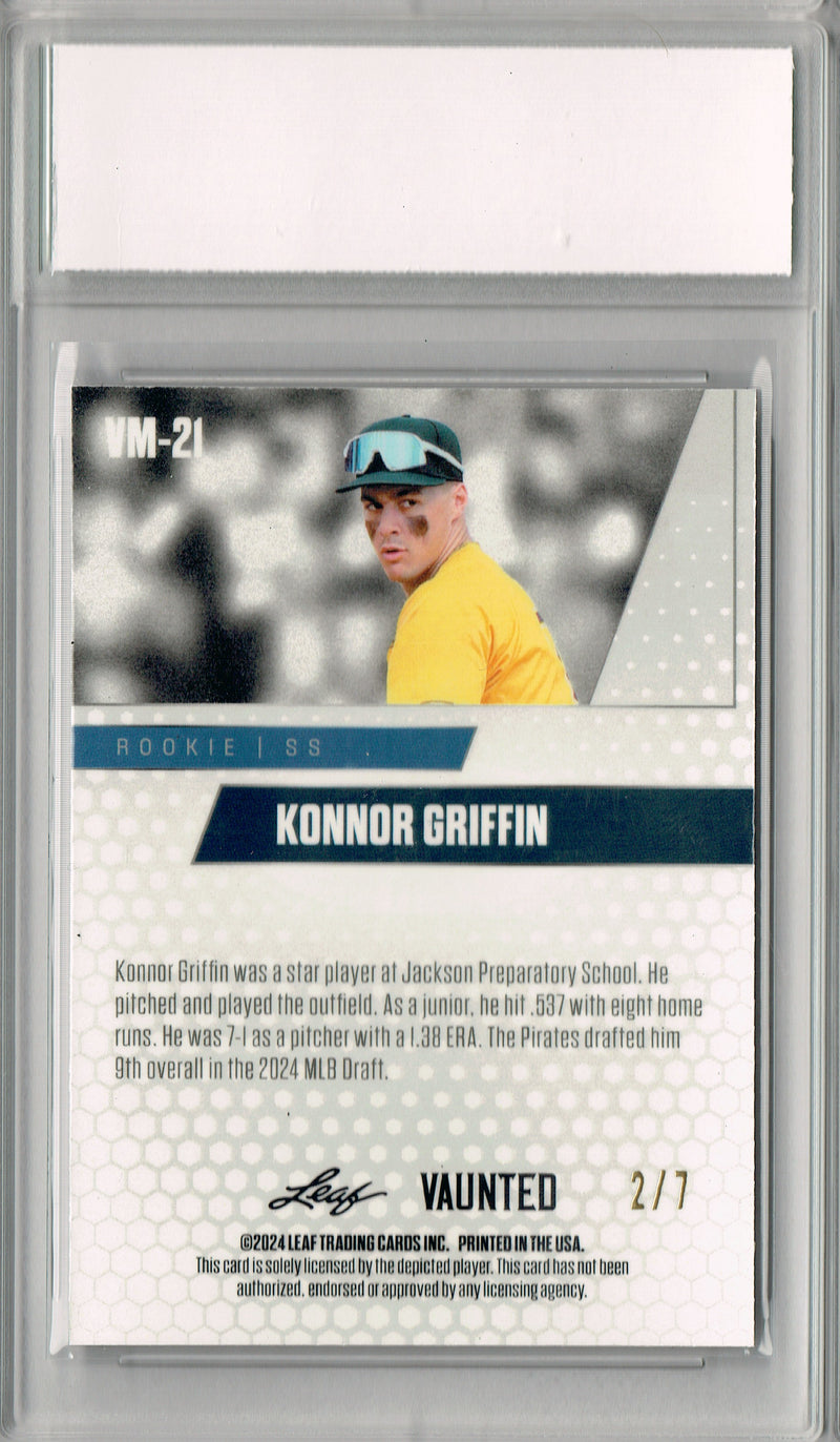 Konnor Griffin 2024 Leaf Vaunted Metal #VM-21 Black 7 Made Rookie Card PGI 10