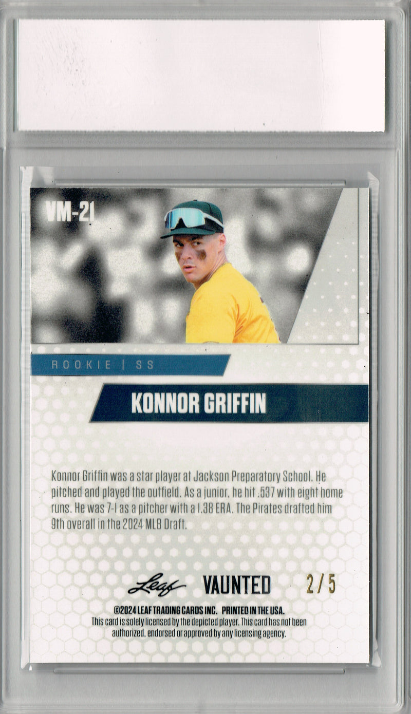 Konnor Griffin 2024 Leaf Vaunted Metal #VM-21 Green 5 Made Rookie Card PGI 10