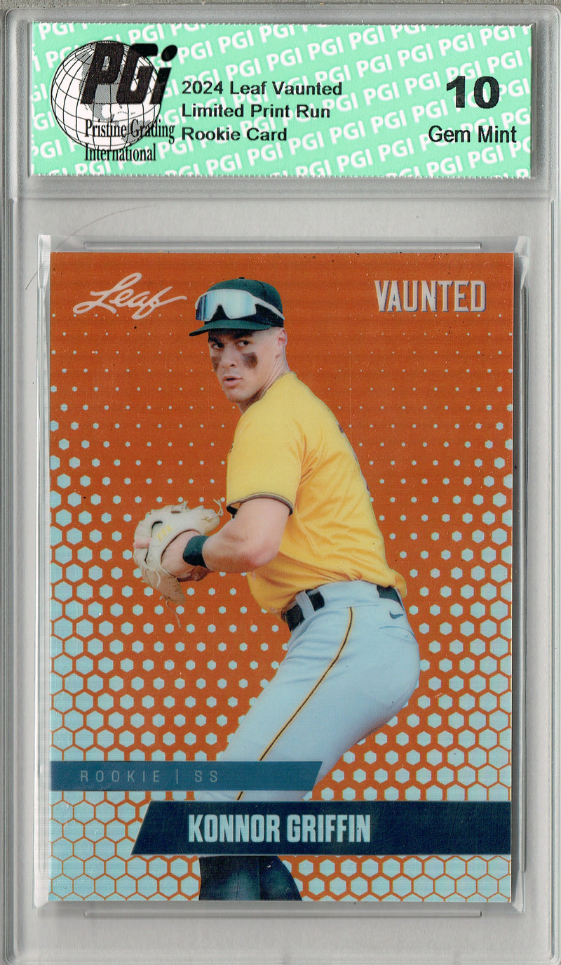 Konnor Griffin 2024 Leaf Vaunted Metal #VM-21 Orange 2/3 Made Rookie Card PGI 10