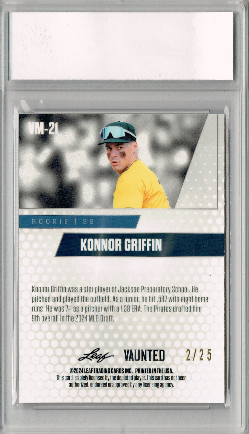 Certified Mint+ Konnor Griffin 2024 Leaf Vaunted Metal #VM-21 Silver 25 Made Rookie Card Pittsburgh Pirates