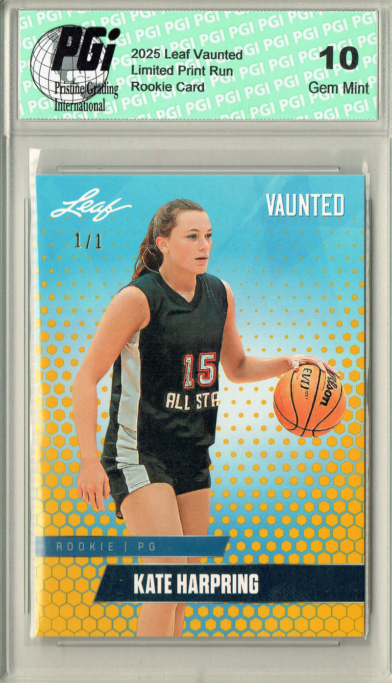 Kate Harpring 2025 Leaf Vaunted #V-04 Gold Blank Back 1/1 Rookie Card PGI 10