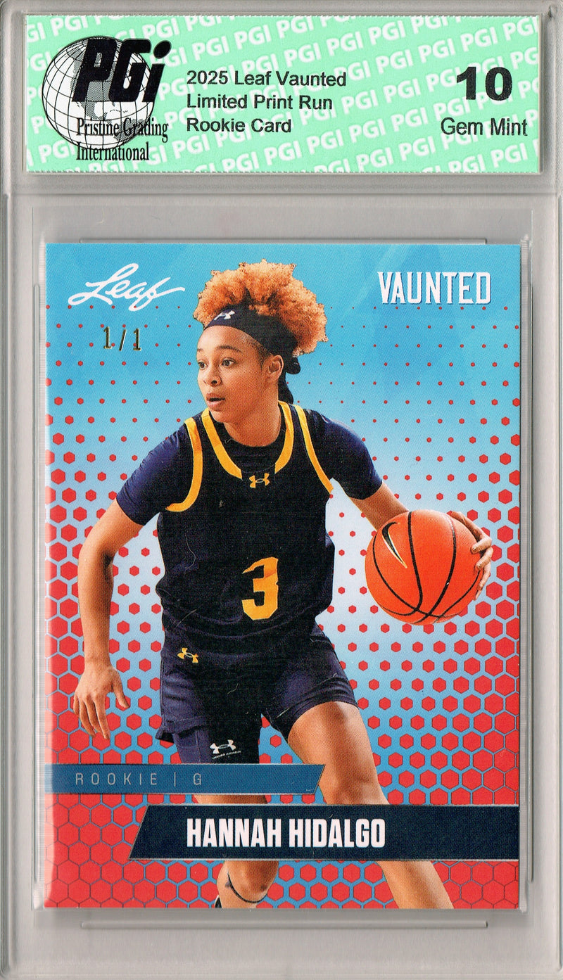 Hannah Hidalgo 2025 Leaf Vaunted #V-03 Orange Blank Back 1/1 Rookie Card PGI 10