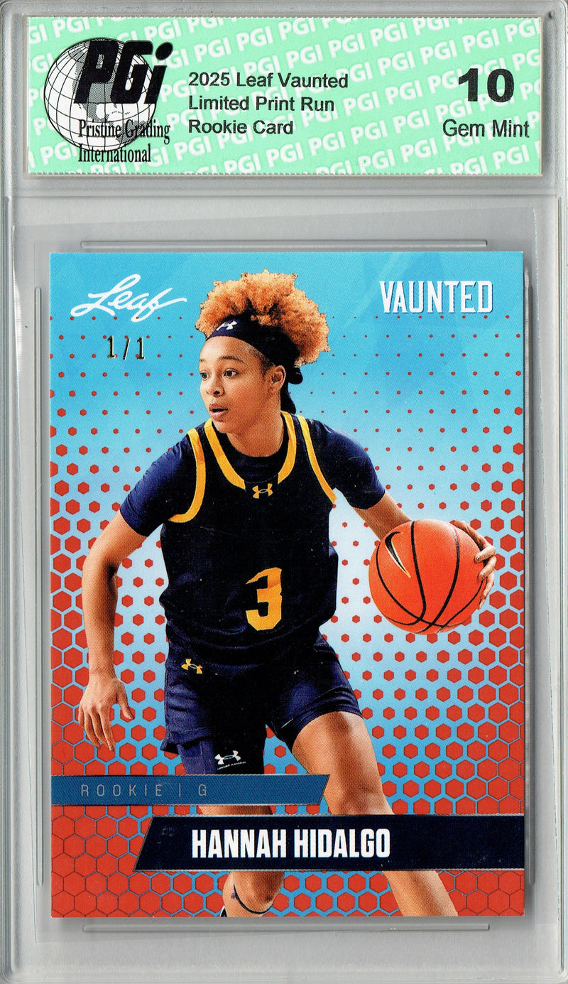 Hannah Hidalgo 2025 Leaf Vaunted #V-03 Red Blank Back 1/1 Rookie Card PGI 10